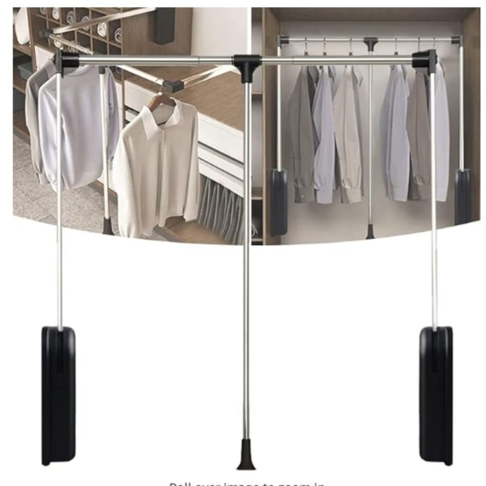 Hydraulic Pull Down Stainless Steel Extendable Heavy Duty Wall Mount Closet Rod